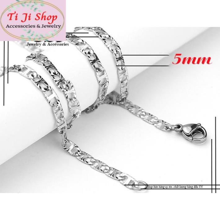 Dây chuyền inox 5mm chạm chiếu lấp lánh đẹp, không đen, chuẩn thời trang - Phù hợp cho cả nam và nữ
