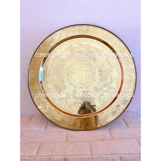 Mâm đồng 57 cm trạm tứ linh chất liệu bằng đồng