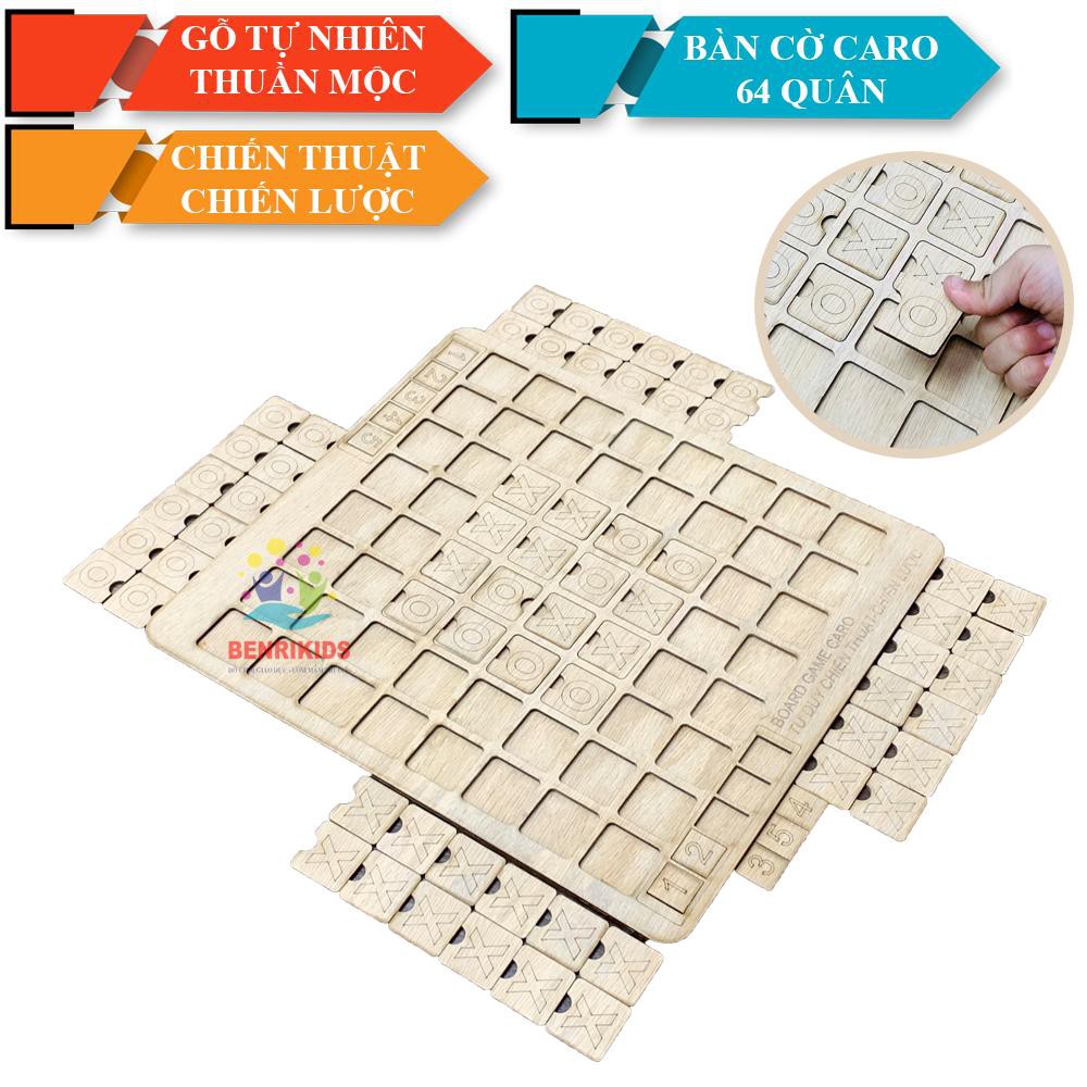 Cờ Vây Bằng Gỗ - Cờ Caro 64 Quân Cờ Cho Bé Chơi Trong Phòng-Boardgame Đối Kháng Vui Nhộn