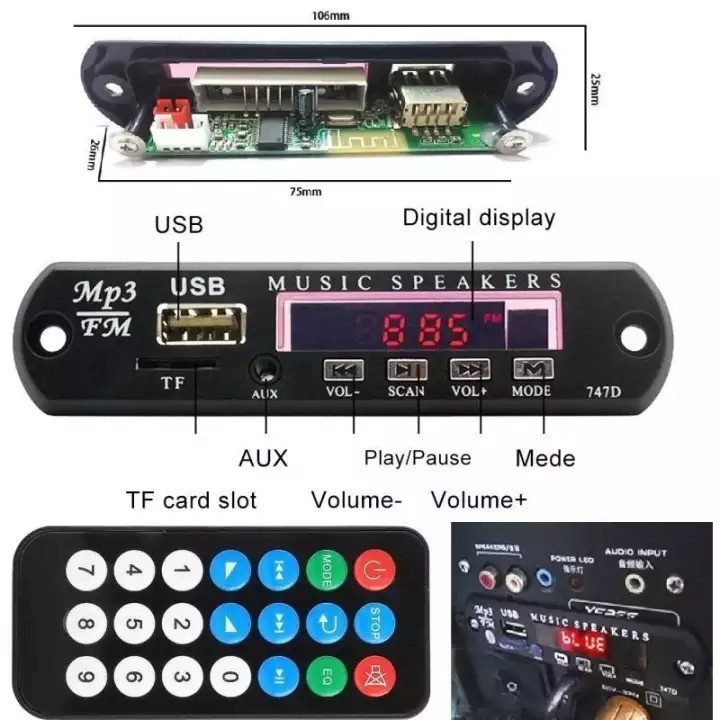 Đầu âm thanh xe hơi máy âm thanh xe hơi ô tô có điều khiển từ xa cổng nối USB