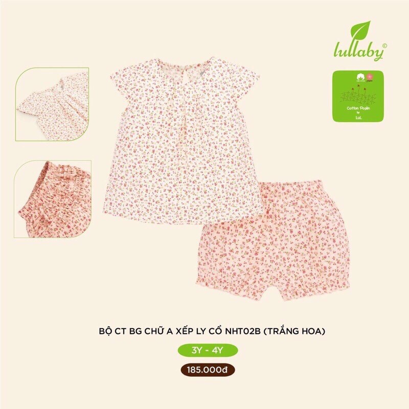 [XẢ KHO] Bộ cộc tay Poplin cotton Lullaby cao cấp cho bé trai/ bé gái