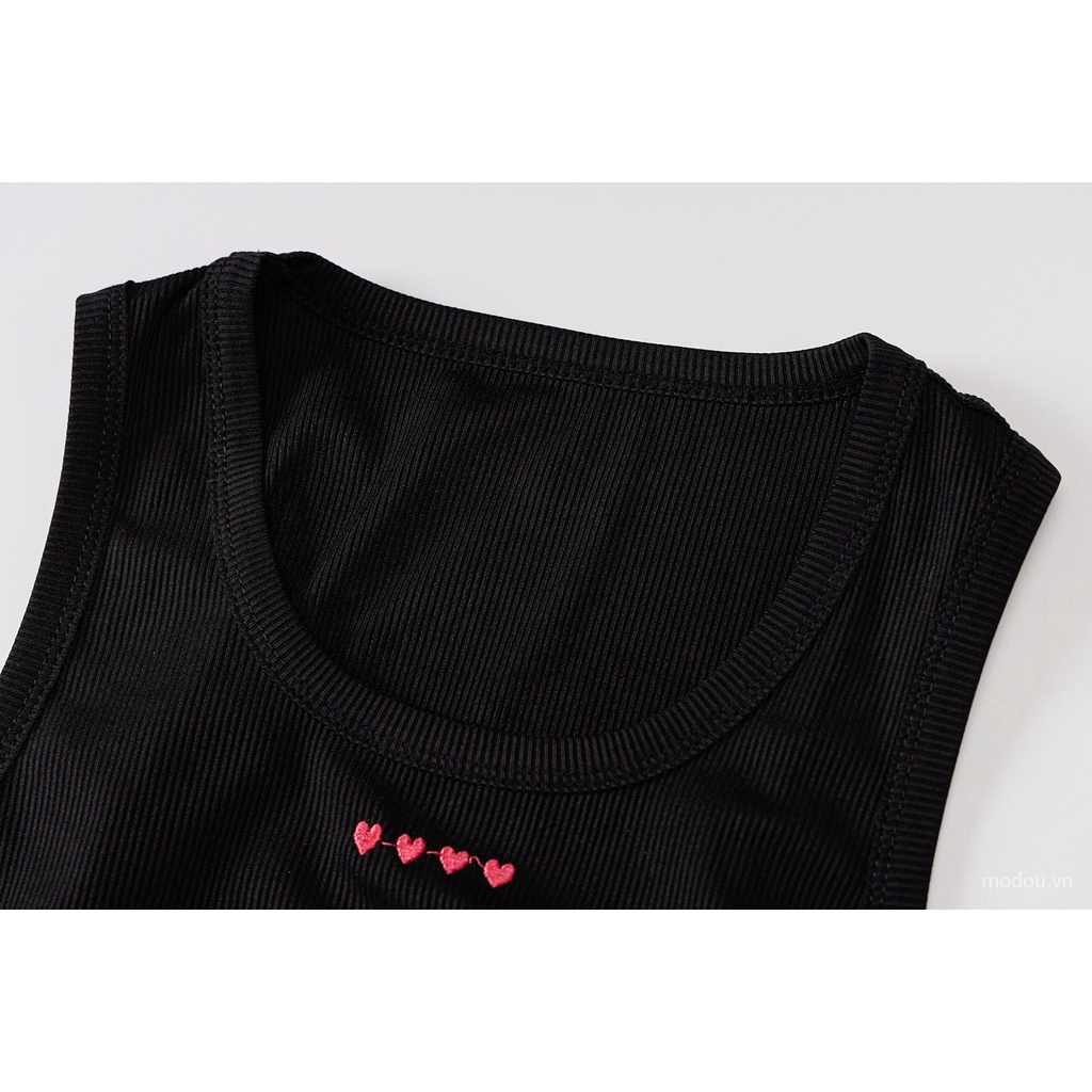 Áo Tank Top Hoạ Tiết Hình Trái Tim Thiết Kế Mỏng Thời Trang Dành Cho Nữ