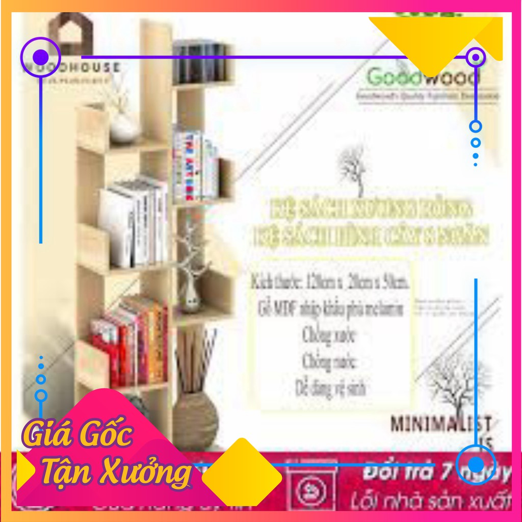 Kệ sách hình cây ☀️FREESHIP ☀️ Kệ sách gỗ xương rồng 8 ngăn chất kiệu mdf chống mối mọt