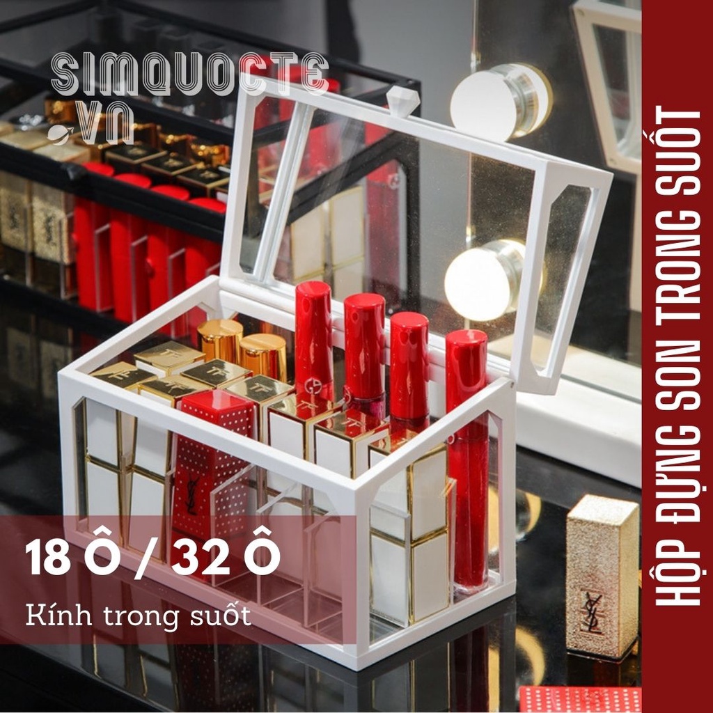 Hộp đựng son môi nước hoa mỹ phẩm có nắp đậy chống bụi trong suốt HKL12