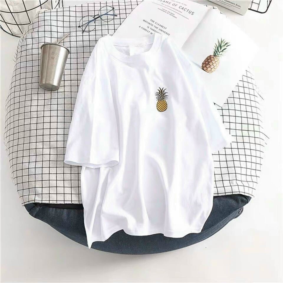 Áo thun tay lỡ form rộng unisex nam nữ in hình hoa quả mùa hè t33