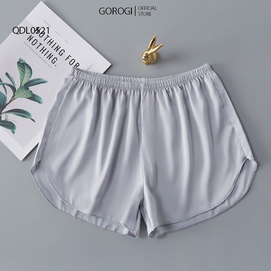 Quần short mặc nhà GOROGI, quần đùi sooc nữ chất lụa satin mềm mịn siêu thoáng mát | BigBuy360 - bigbuy360.vn