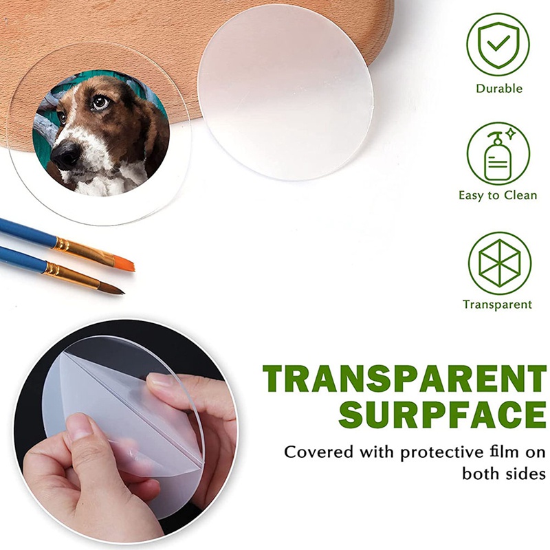 Set 18 Đĩa Tròn 4 Inch Bằng Acrylic Trong Suốt Dùng Làm Đồ Thủ Công DIY