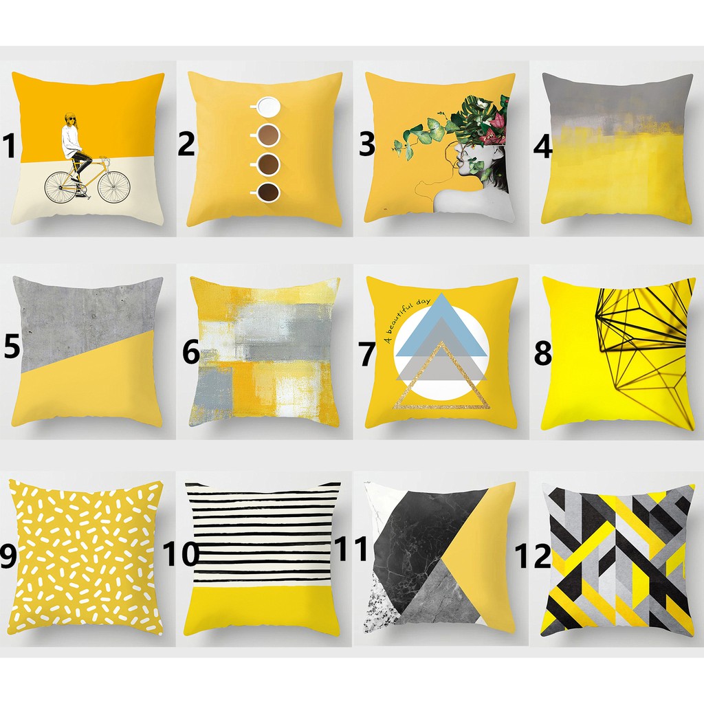 Áo gối in hình trừu tượng màu vàng chất vải mềm mại nhiều kích cỡ 40 / 45 / 50 / 60cm