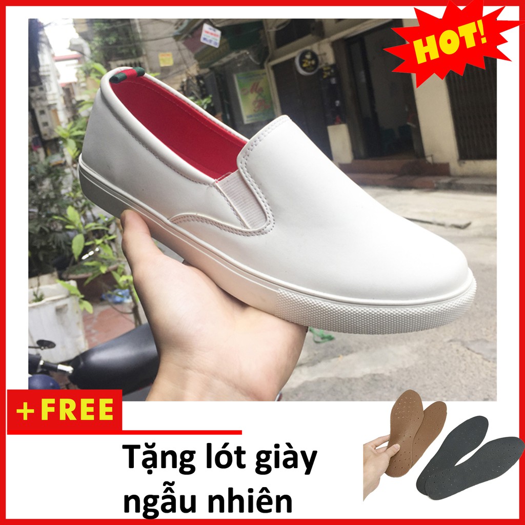 Giày Slip On Nam Aroti Đế Khâu Chắc Chắn Phong Cách Đơn Giản Màu Trắng - M498-TRANG +L-TRANG