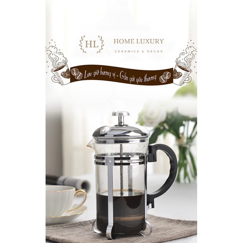 Bình pha cà phê, trà thủy tinh kiểu Pháp French Press