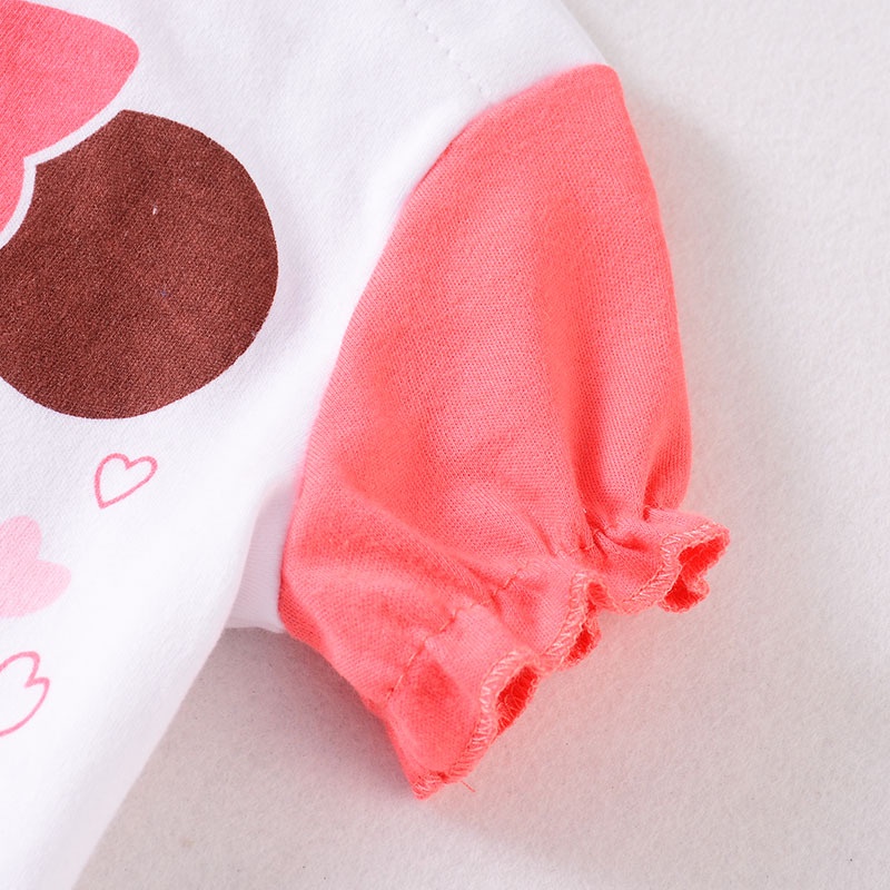 Bộ Áo Liền Quần Tam Giác Tay Ngắn Vải Cotton In Hoạt Hình Dễ Thương Cho Bé Sơ Sinh Từ 0-18 Tháng