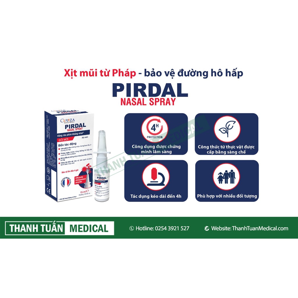 [Hot Quà tặng] Chai xịt mũi kháng PIRDAL Nasal Spray Pháp - Lá chắn bảo vệ toàn diện đường hô hấp