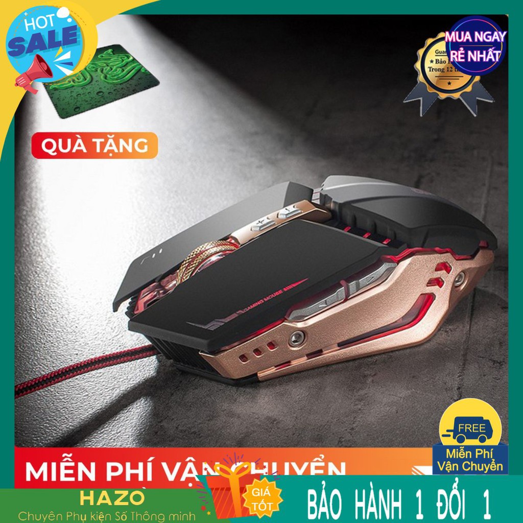 Chuột chơi game Chuột ZUOYA 8 nút Smart Macro LED quang USB -dc2595 (Đen Vàng Iron)
