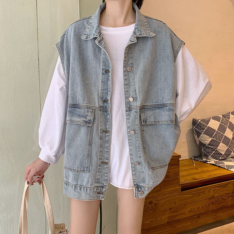 A291 (ẢNH THẬT Ở CUỐI) ÁO GILE DENIM HÀN QUỐC