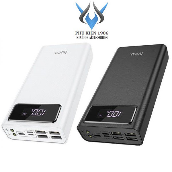 Pin sạc dự phòng Hoco J65 General 30000mAh 3 cổng input, 4 cổng output, tích hợp đèn pin, màn hình LCD (Màu ngẫu nhiên)