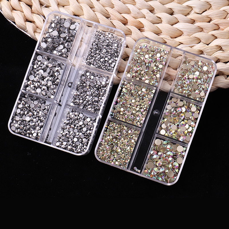 Bộ 6 Hộp Đá Nhiều Màu Sắc Đính Trang Trí Móng Tay