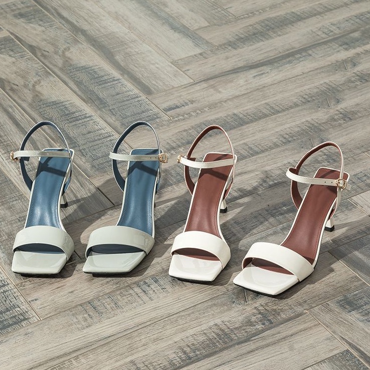 Giày sandal nữ cao gót 5 phân đế nhọn quai ngang màu đen trắng basic cho nữ hot 2023,giày công sở VINA STORE mã S13