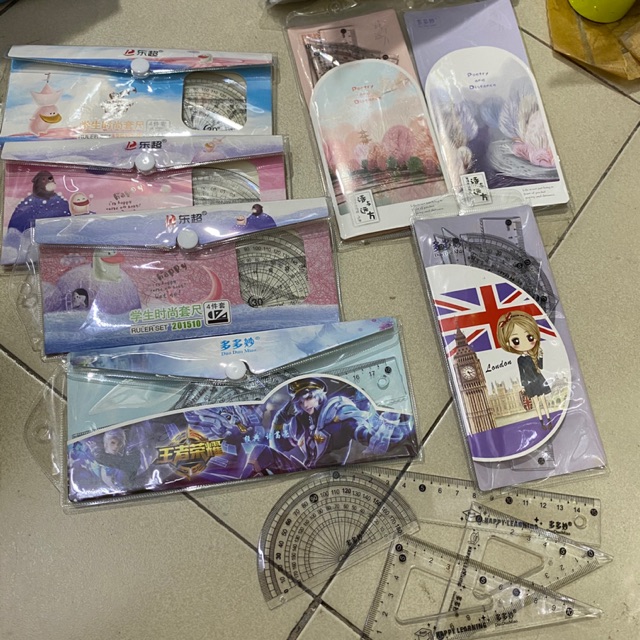 Bộ thước kèm ví đựng 4 món loại đẹp