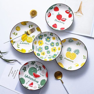 Đĩa tròn sâu lòng hoa quả 🍋🍓🍒 🍍 🌼 - Gốm Bơ