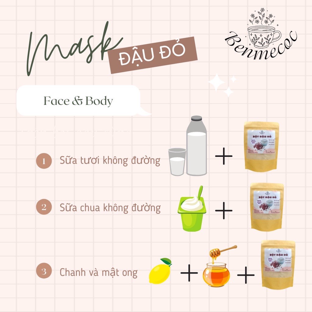 Bột đậu đỏ nguyên chất dưỡng trắng, giảm thâm mụn, sạch sâu da, mặt nạ đắp mặt và ủ body đậu đỏ - Linh Healthy | BigBuy360 - bigbuy360.vn