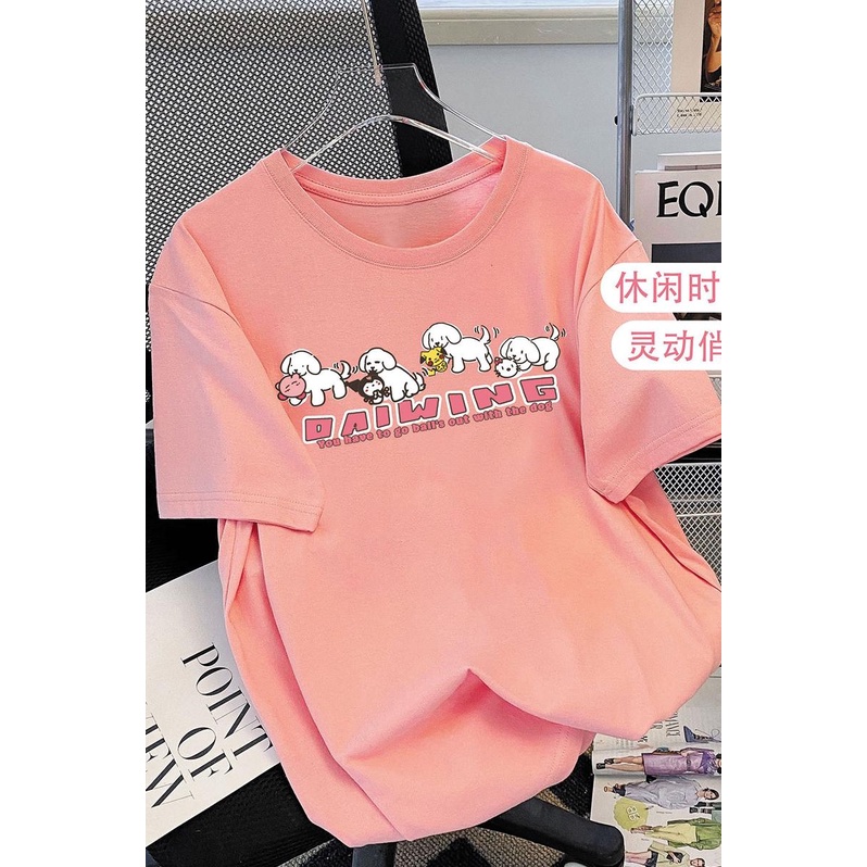 Áo thun HIIXIIVI 100% cotton tay ngắn cổ tròn in chữ phong cách Hàn Quốc thời trang mùa hè 2022 cho nữ