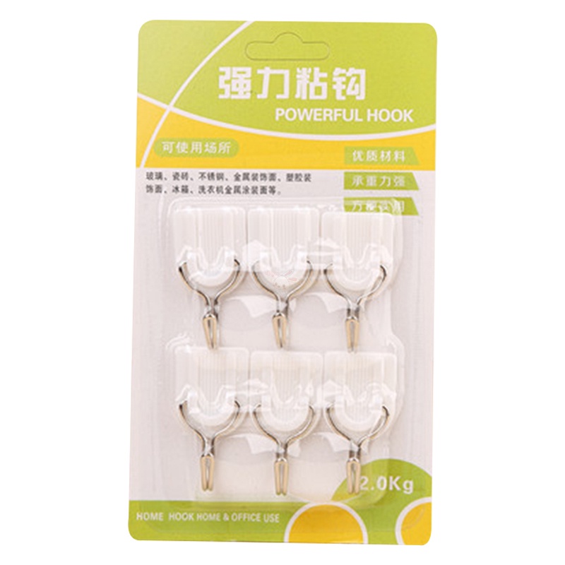 Set 6 Giá Đỡ Móc Treo Đồ Dán Tường Bằng Nhựa Tiện Dụng Cho Nhà Tắm / Nhà Bếp