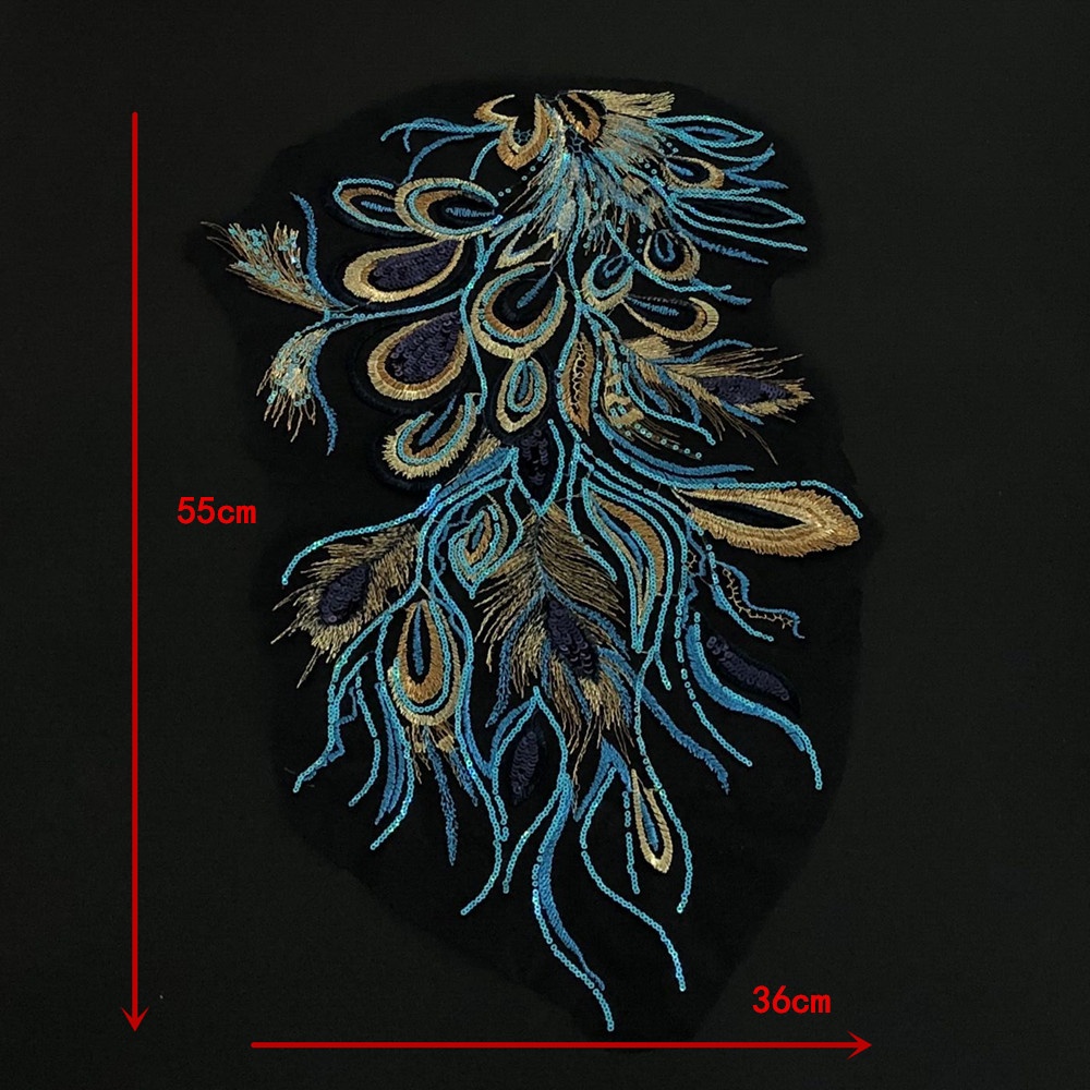 1 Miếng Vá 55 * 36CM Bằng Vải Ren Thêu Hình Hoa Và Chim Phượng Hoàng