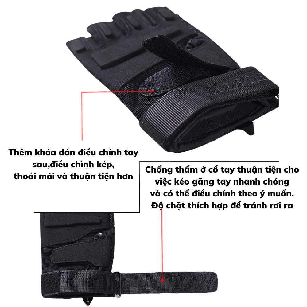Găng Tay Đi Xe Máy Đi Phượt, Tập Thể Thao Black GT0012
