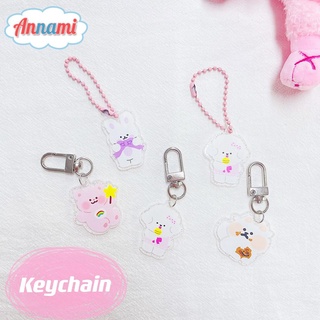 Móc chìa khóa mặt hình chú gấu kim tuyến đáng yêu