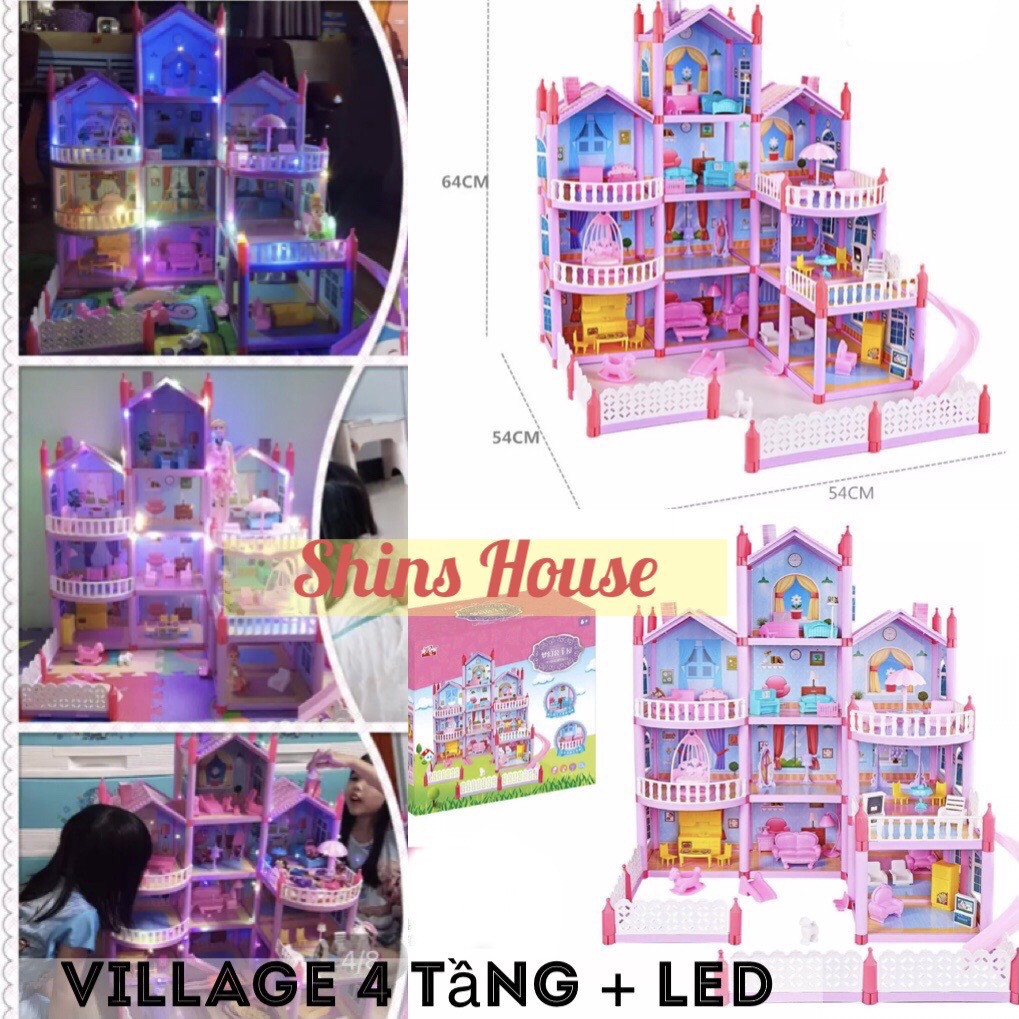 NHÀ BÚP BÊ - VILLA NHIỀU  TẦNG CÓ ĐÈN LED - BỘ LẮP RÁP CỰC ĐẸP CHO BÉ GÁI  [Nhiều mẫu]