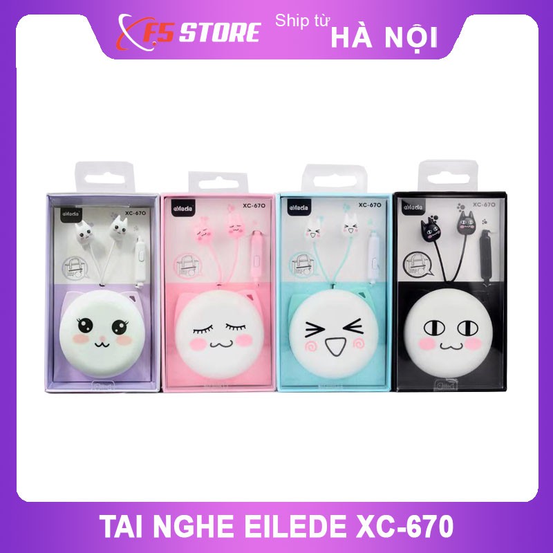 Tai nghe mèo Eilede XC-670 Tai nghe có Mic và Hộp đựng siêu dễ thương