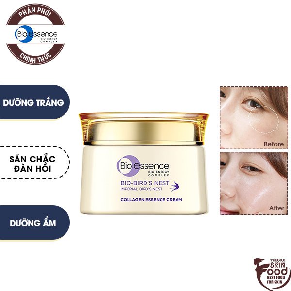 Kem Dưỡng Trắng Da & Căng Mịn Tinh Chất Tổ Yến Bio-essence Bio-Bird's Nest Collagen Essence Cream 50g