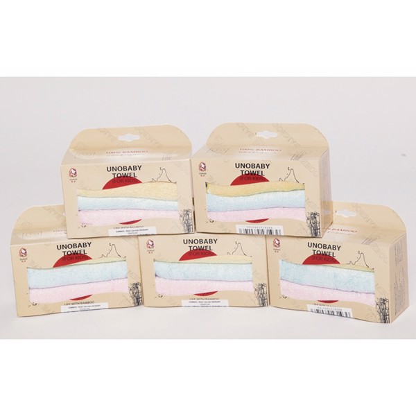 Set 3 khăn mặt sợi tre Unobaby (25*25cm)