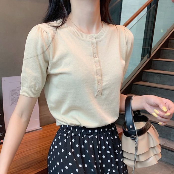 Áo thun IELGY tay ngắn cổ tròn thời trang mùa hè dành cho nữ