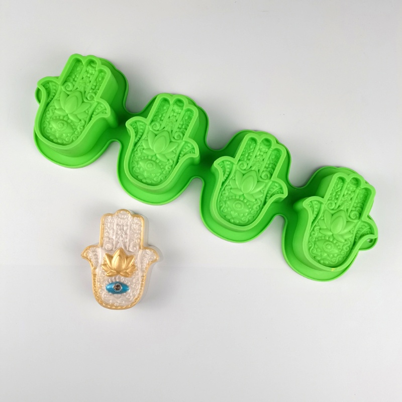 Khuôn Silicone Làm Xà Phòng / Nến Hình Bàn Tay Hamsa / Hoa Sen Độc Đáo