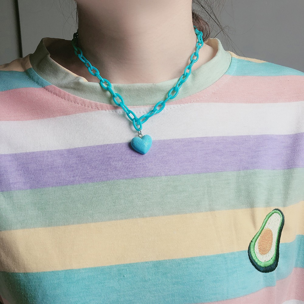 vòng cổ Mặt Hình Trái Tim Màu Sắc Ngọt Ngào Đáng Yêu