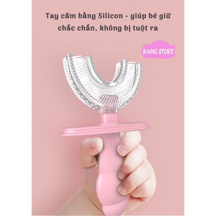 Bàn chải đánh răng chữ U cao cấp cho bé chất liệu Silicon mềm mại, an toàn cho bé từ 2 tuổi