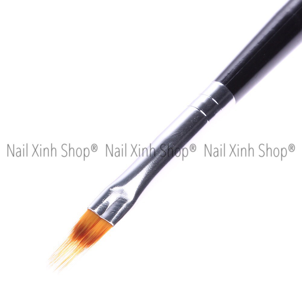 Cọ ombre cán gỗ cao cấp (cọ đầu tròn, bản xéo - cọ dẹp) dặm móng, vẽ nail chuyên nghiệp