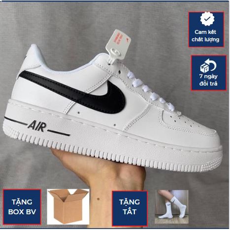 Giày _Nike Air Force 1, AF1 trắng đế Air vệt đen, Cao Cấp Nhất full box bill phụ kiện tặng box bảo vệ