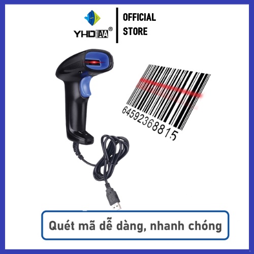 Máy quét mã vạch sản phẩm YHD 1100C 1D Máy Scan Barcode cầm tay có dây dùng trong Cửa hàng, Siêu thị