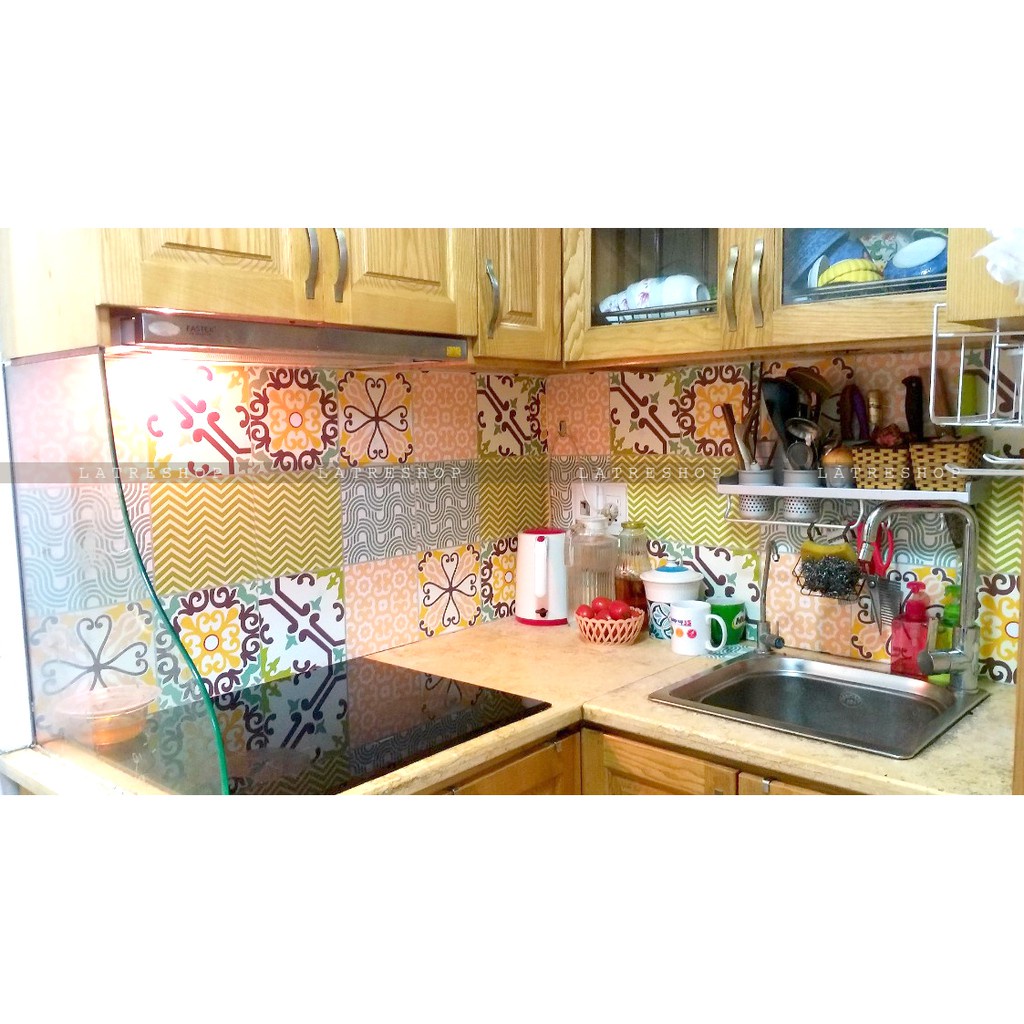 Decal chống nước dán nhà vệ sinh dán tường bếp dễ lau chùi chịu nhiệt Loại 1 - Yellow 0016