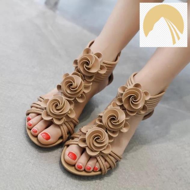 🚴🏇 (ORDER) Sandals đế xuồng quai đính hoa hồng 4,5 cm, hàng cao cấp 🚴🏇