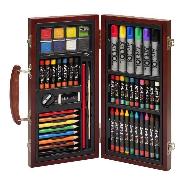 Bộ Màu Vẽ Hộp Gỗ Colormate 55 Chi Tiết Cao Cấp Cho Bé