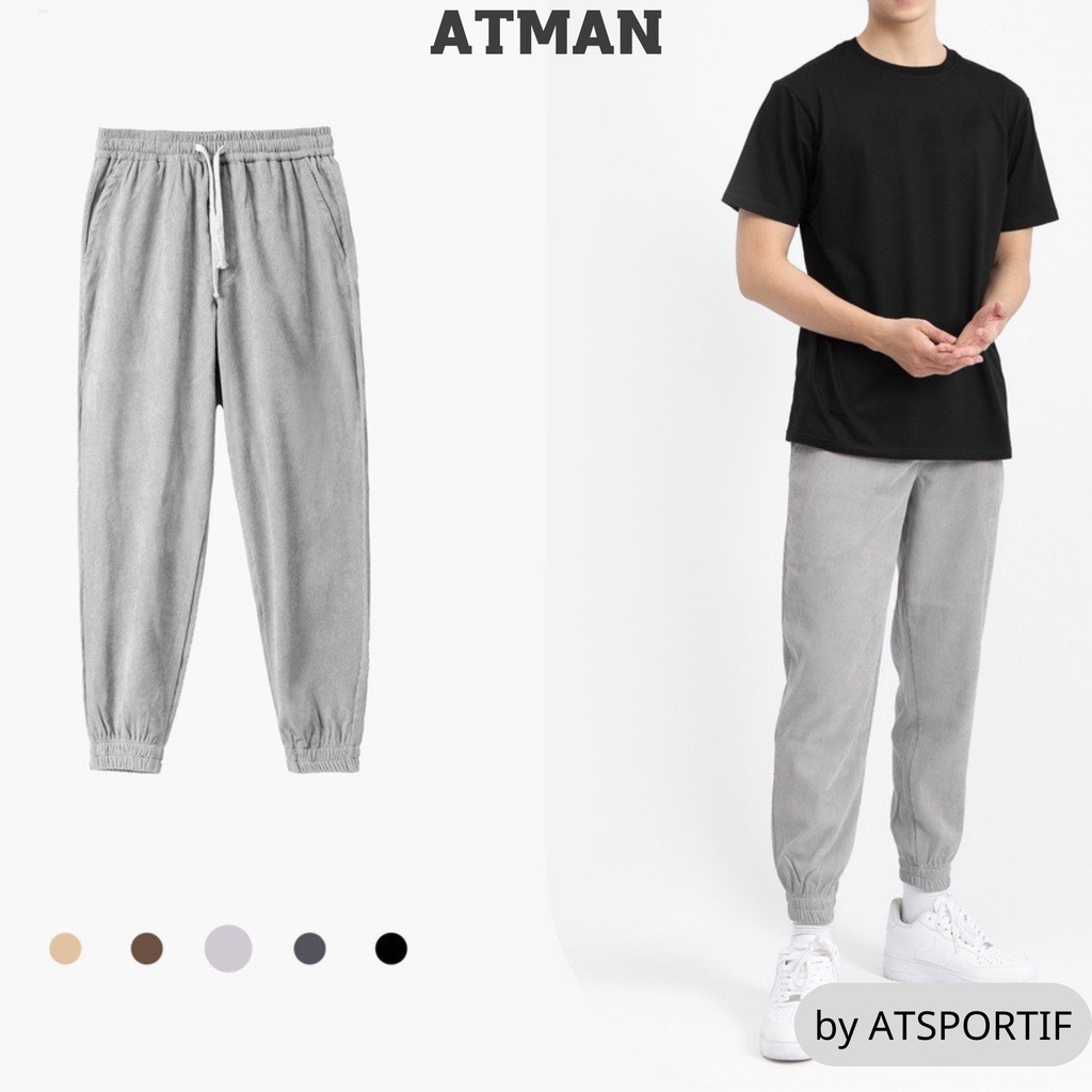 Quần dài nhung tăm ATMAN, kiểu dáng JOGGER thể thao mạnh mẽ, năng động, full 5 màu