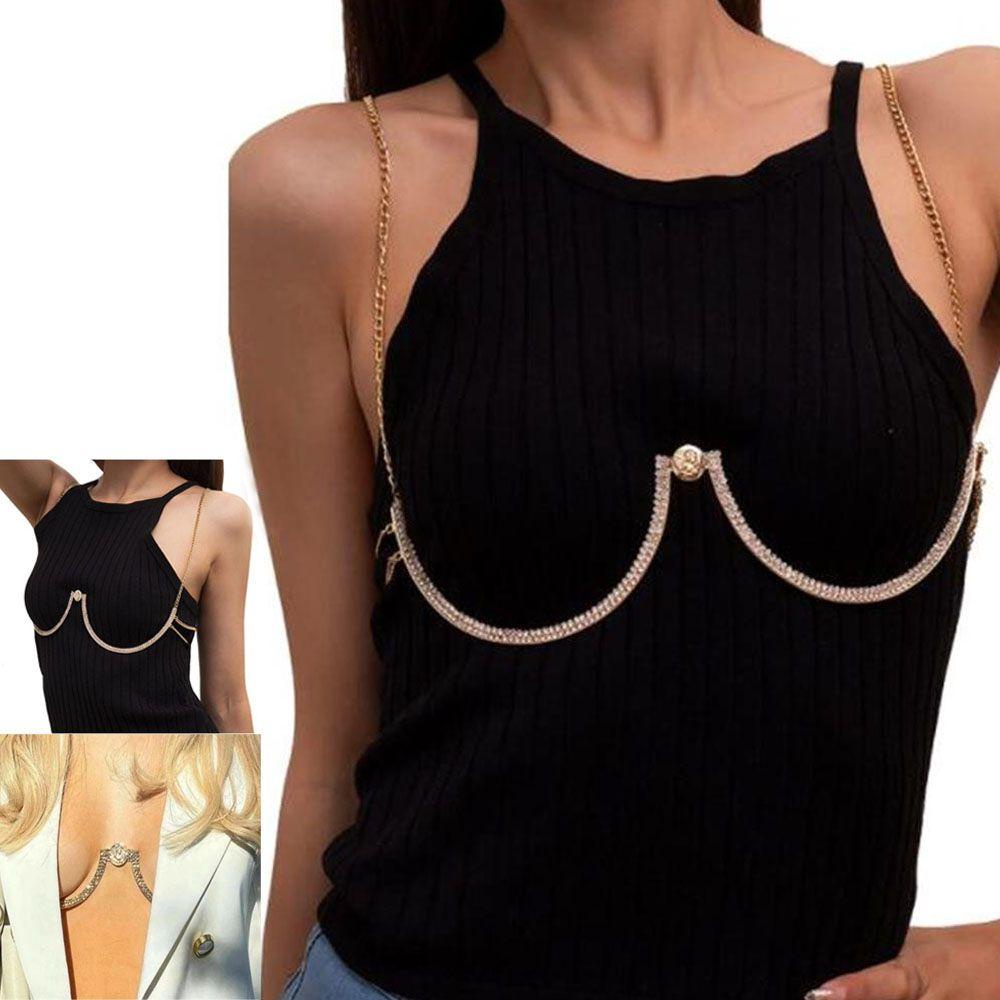 Dây Chuyền Body Chain Quyến Rũ|Dây Đeo Ngực Dạng Xích Chéo Màu Sắc Gợi Cảm Cho Nữ