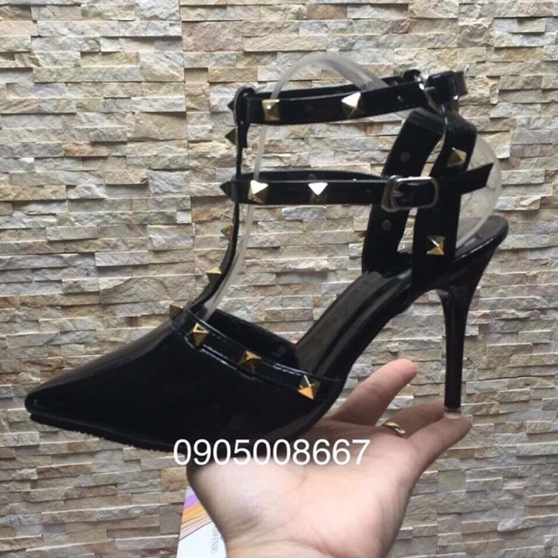 Giày cao gót quai phối đinh giày nữ đẹp quai đính đá size 34 - 40