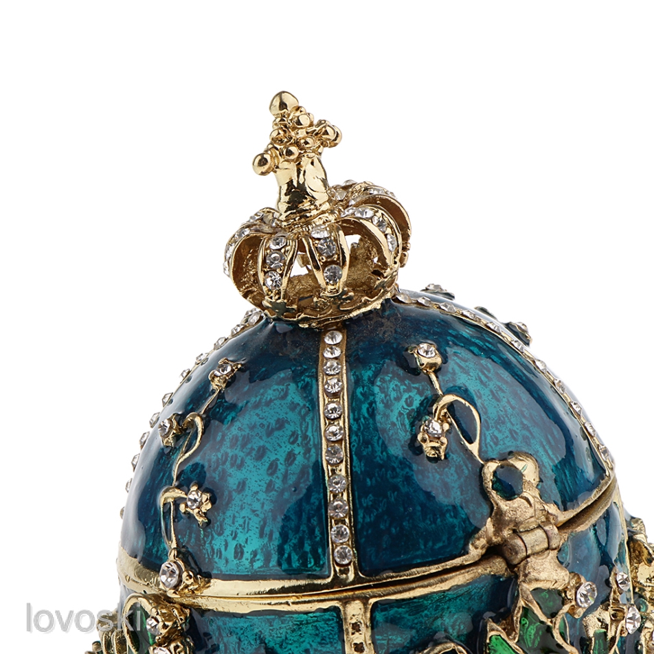 Hộp Đựng Trang Sức 4 Ngăn Hình Trứng Phục Sinh Đính Đá Sang Trọng Kèm Giá Đỡ