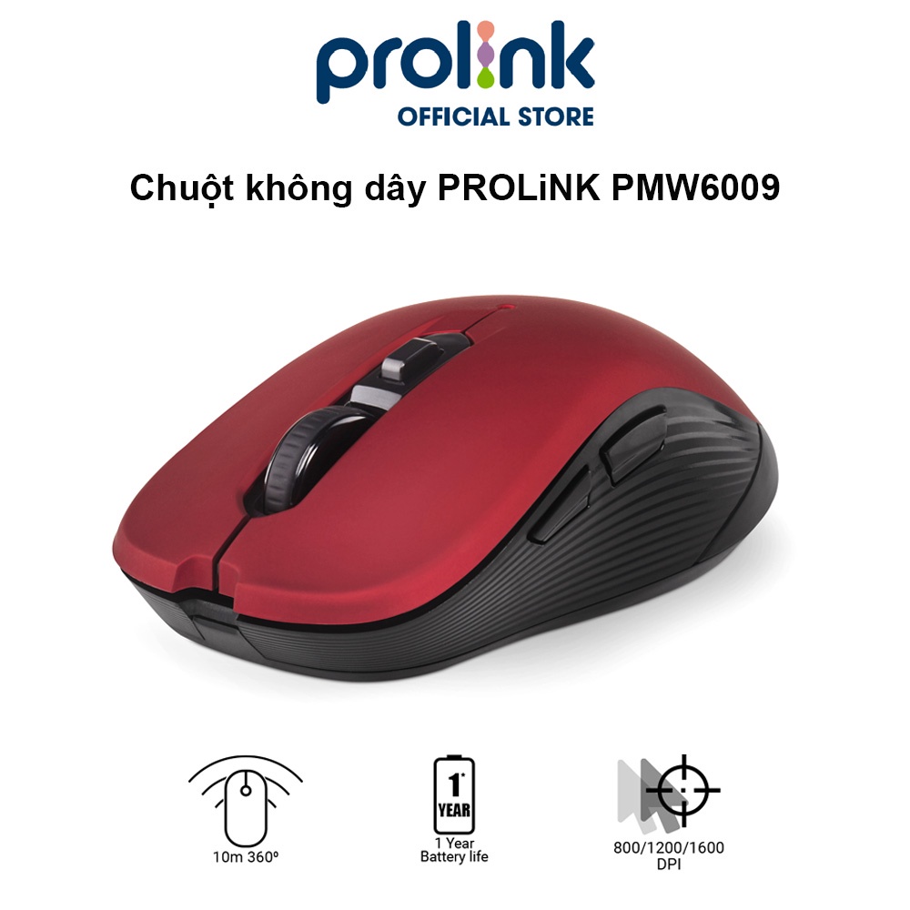 Chuột không dây PROLiNK PMW6009 độ nhạy cao, tiết kiệm pin dành cho PC, Macbook, Laptop