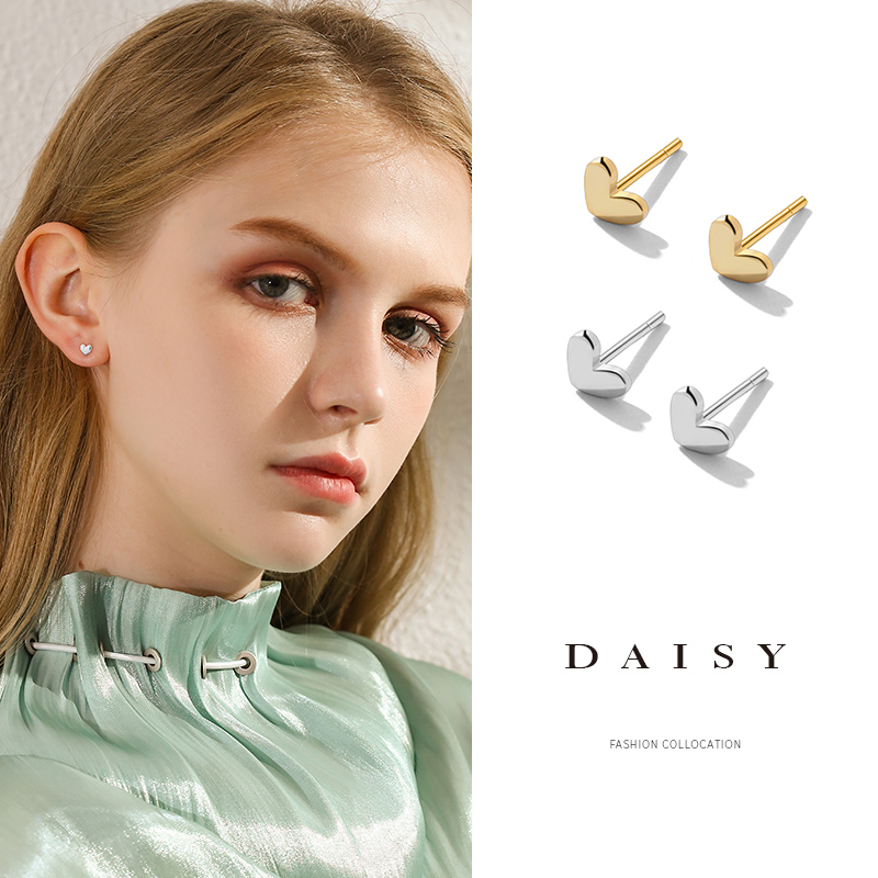 Hoa Tai Mạ Bạc Hình Trái Tim Xinh Xắn Cho Nữ