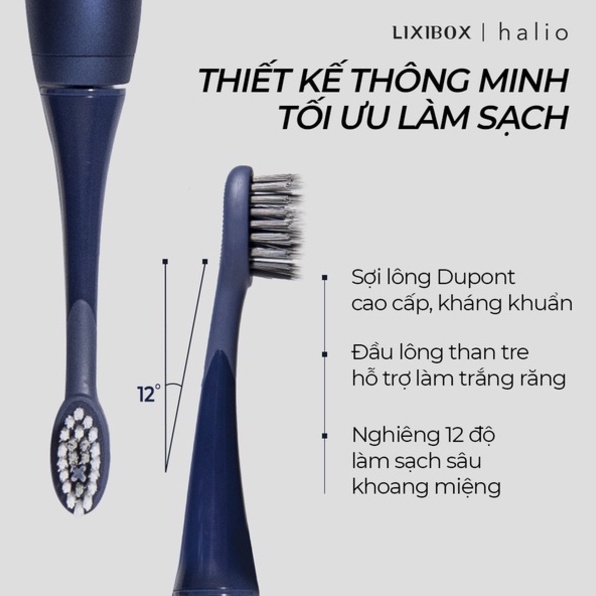 Combo Bàn chải điện Halio Midnight và 7 Miếng Dán Trắng Răng